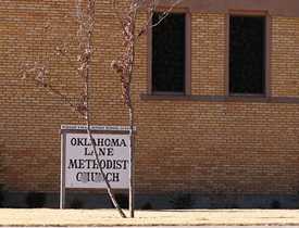 Oklahoma Lane Methodist  Church sign, Oklahoma  Lane, Texas