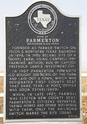 Site of Parmerton TX Historical Marker, Parmer County