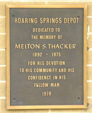 Roaring Springs Texas - Roaring Springs Depot  dedication plaque