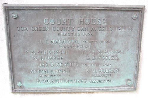 San Angelo, TX - 1928 Tom Green County courthouse  plaque