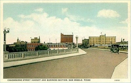 San Angelo TX - Chadbourne St. viaduct and business section 