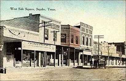 Town Square, Snyder, Texas old post card