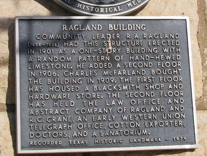 Sweetwater TX Ragland Building historical marker