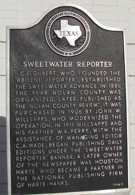 Sweetwater TX - Sweetwater Reporter Historical Marker