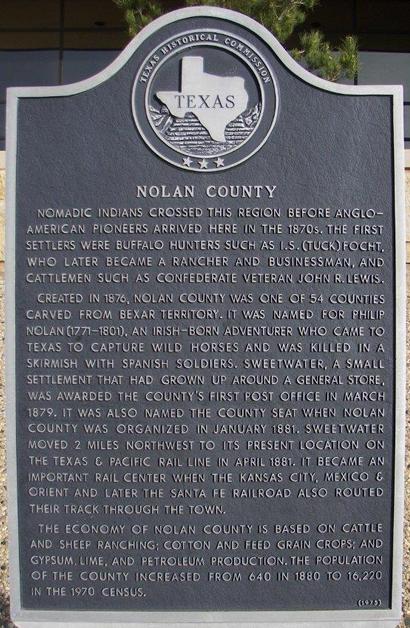 TX - Nolan County historical marker