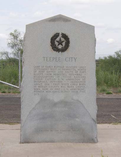 Motley County Tx - Tee Pee City Centennial  Marker 