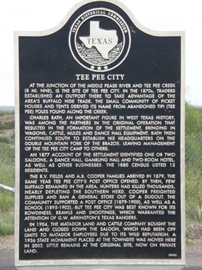 Motley County Tx - Tee Pee City Historical Marker