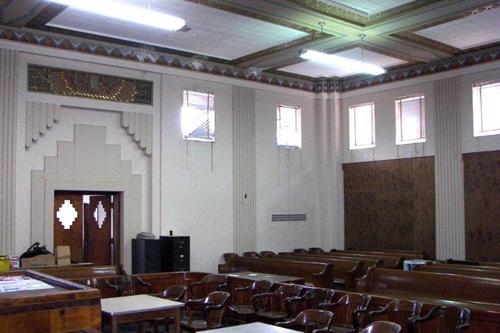 Collingsworth County courthouse district courtroom interior, Wellington Texas