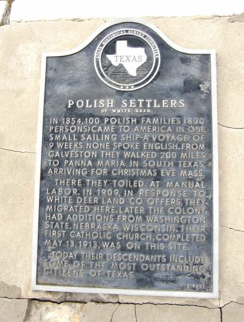 White Deer Polish Settlers, Texas historical marker
