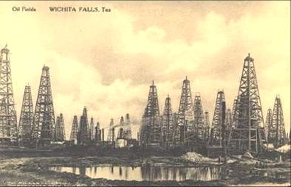 Oil Fields in Wichita Falls, Texas old postcard