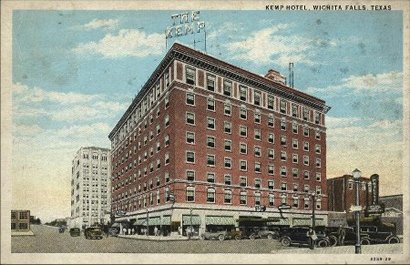 Wichita FallsT X Kemp Hotel 1934 postcard