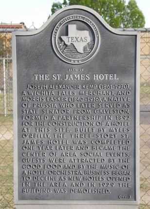 Wichita Falls Tx St. James Hotel Historical Marker