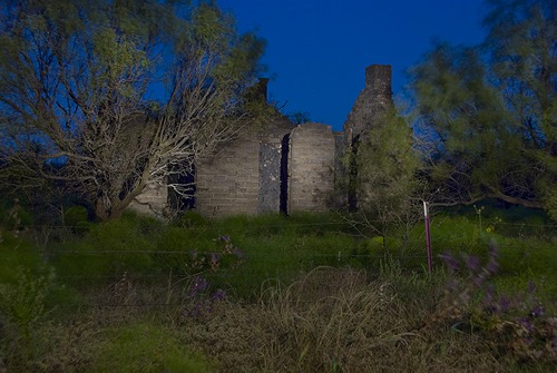 Belle Plaine College ruins night view, Belle Plain Texas