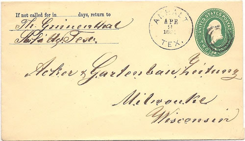 Anhalt, TX, Comal County 1895 postmark