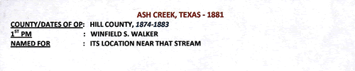Ash Creek, TX 1881 postmark