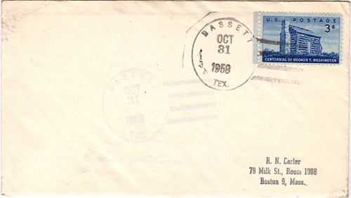 Bassett TX Bowie County 1958 Postmark