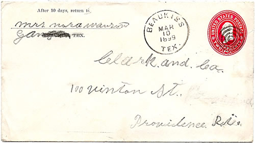 Beaukiss TX 1899 postmark