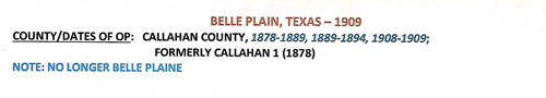 Belle Plain TX Callahan County  post office info