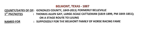 Belmont TX Gonzales Co poskt office info
