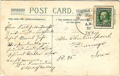 Bernardo, TX, Colorado County, 1910 postmark