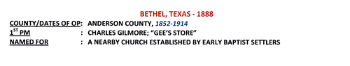 Bethel TX Anderson County 1888 postmark 