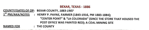 Bexar TX 1886 canceled postmark 