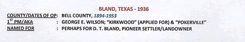 Bland, TX, Bell County, 1936 postmark