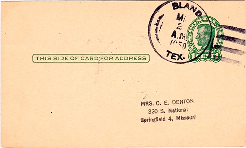 Bland, TX, Bell County, 1953 postmark