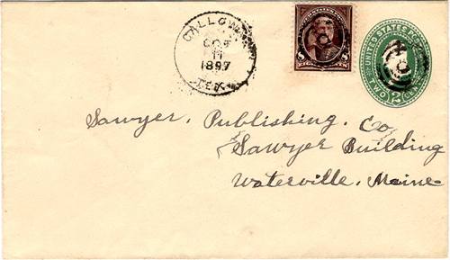 Calloway TX Upshur County 1897 Postmark 