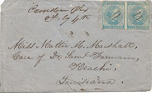 Camden, TX Rusk County 1860s postmark