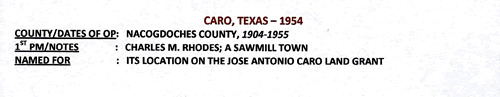 Caro TX Nacogdoches County info