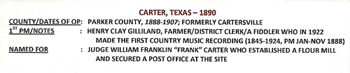 Carter TX, Parker County, 1890 postmark