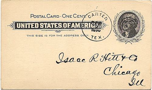 Carter TX, Parker County, 1890 postmark