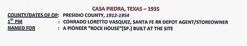 Casa Piedra TX 1935 postmark