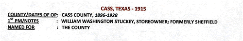 Cass, TX 1915 Postmark info