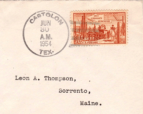 Castolon TX 1954 Postmark