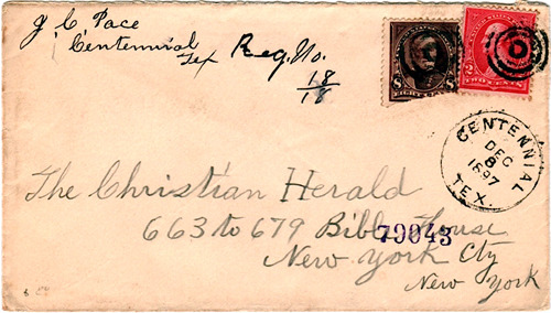 Centennial TX - Panola County 1897 Postmark 