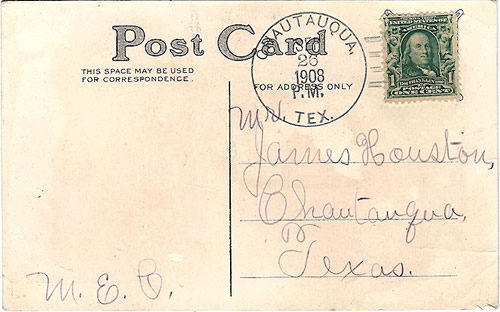 Chautauqua, TX Callahan County 1908 postmark