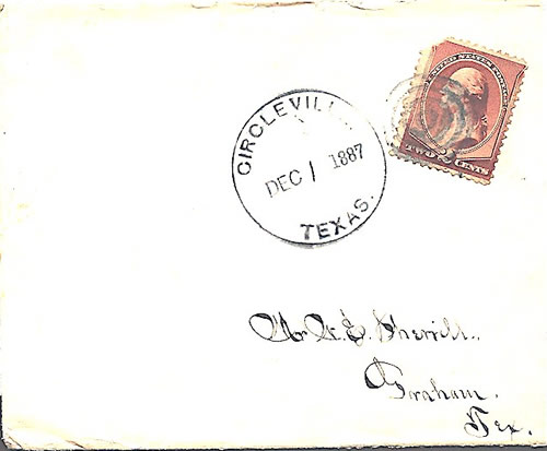 Circleville, TX -1887 canceled postmark