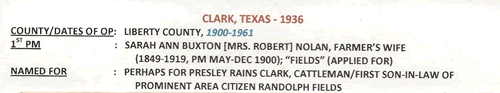 Clark, TX - Liberty  County  post office info 