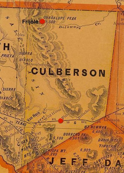 Culberson County Texas 1920s old map