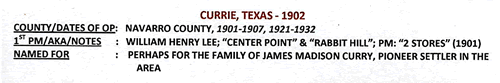 Currie TX 1902 Postmark