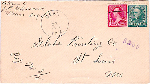 Dean TX, Deaf Smith County 1899 Postmark