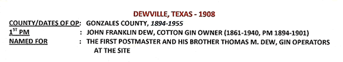 Dewville TX post office info