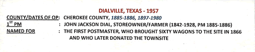 Dialville TX Post Office info