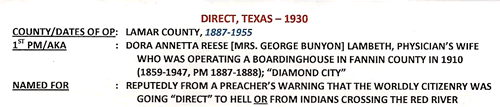 Direct, TX Lamar County post office info