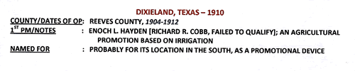 Dixieland TX Reeves County   info