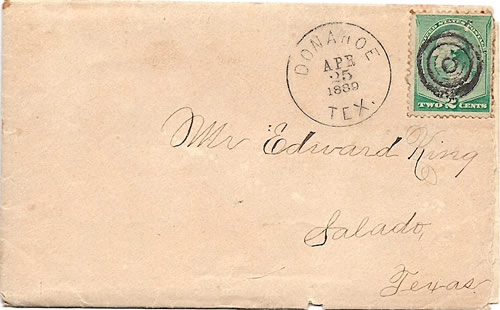 Donahoe TX Bell County 1889 Postmark