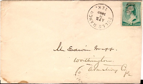 La Salle County Dull's Ranch, TX  1889 Postmark