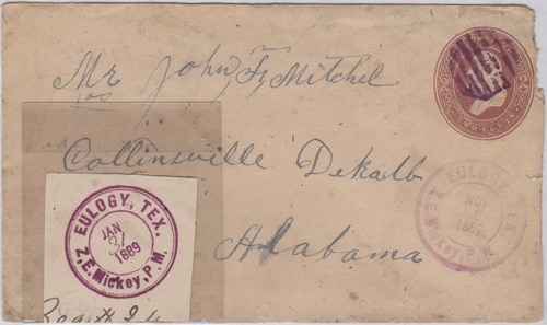 Eulogy TX 1887 postmark